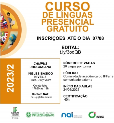 Novas vagas para os Cursos de Inglês e Espanhol