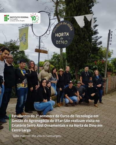 Estudantes do 2º semestre do Curso de Tecnologia em Gestão do Agronegócio do IFFar-SAn realizam visita no Criatório Serro Azul Ornamentais e na Horta do Dino em Cerro Largo